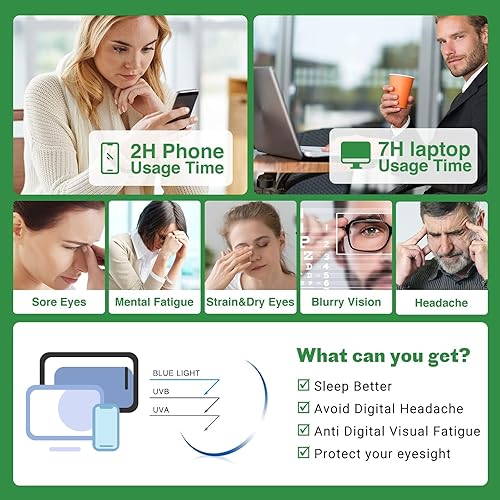 Miniatura 5 de Paquete de 4 lentes de lectura para hombres, lentes de computadora con bloqueo de luz azul, lectores de marco completo, antirrayos UV, fatiga