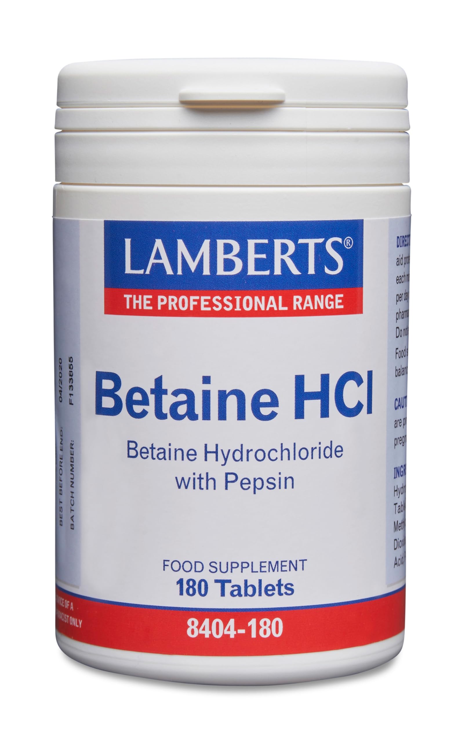 LAMBERTS BETAINA HCI 324mg./PEPSINA 5mg. 180 comp.