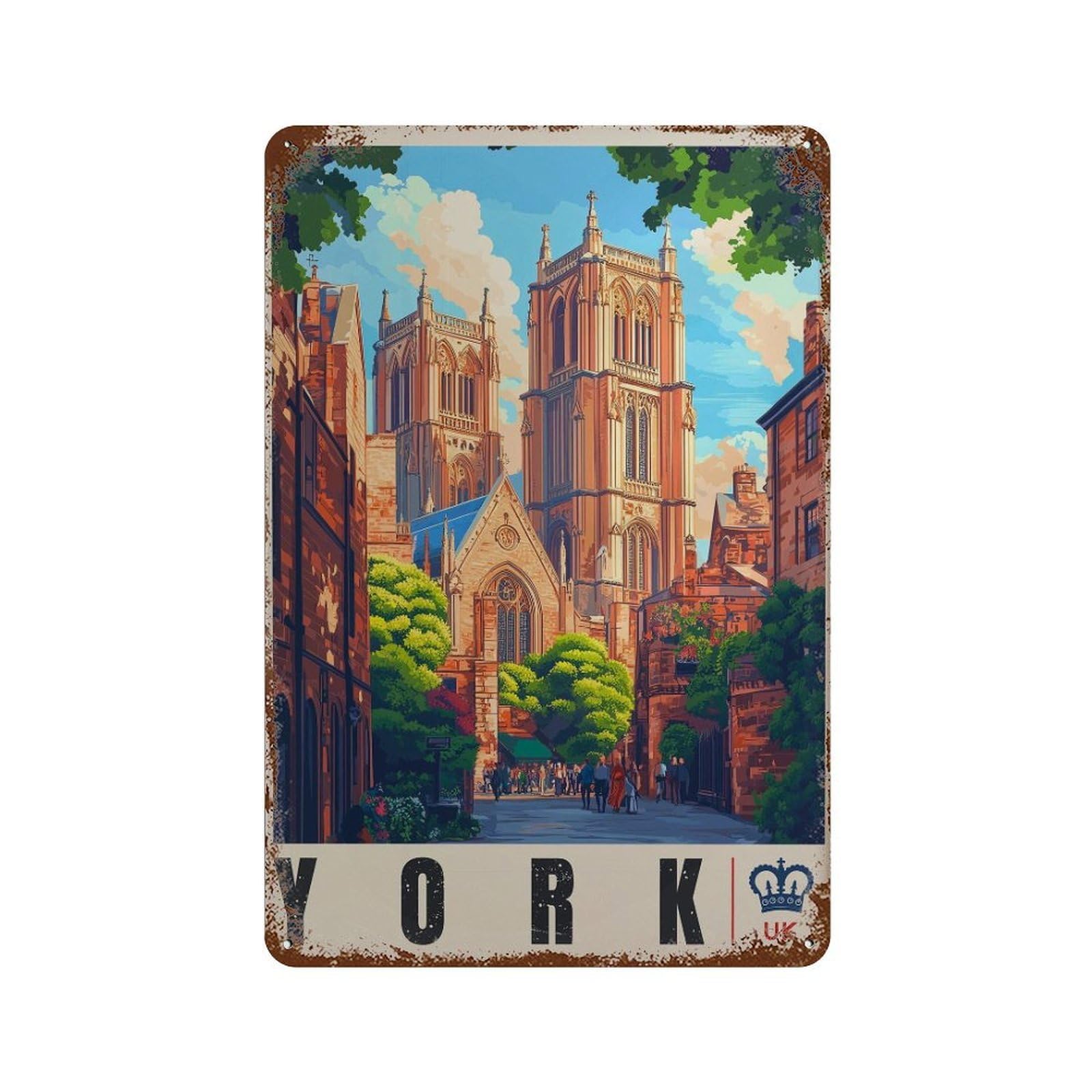 xiaoxiaoshen York Minster England Travel Wall Decor Art Metal Tin Poster Modern Home Decor Art Home Bar Shop Decorations Vintage Sign 30x20cm