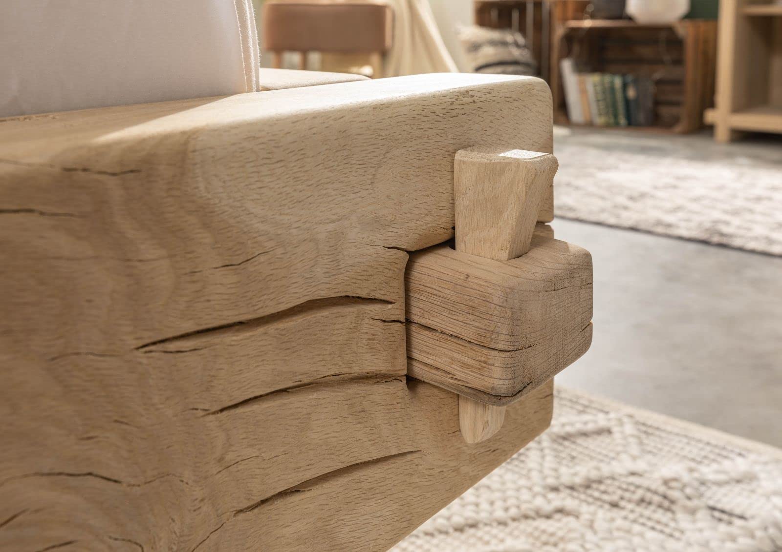 MASSIVMOEBEL24.DE|Bett Holzbett Balkenbett Massivholzbett 180x200 Eiche Holz massiv Natur geölt Oak Heart #03