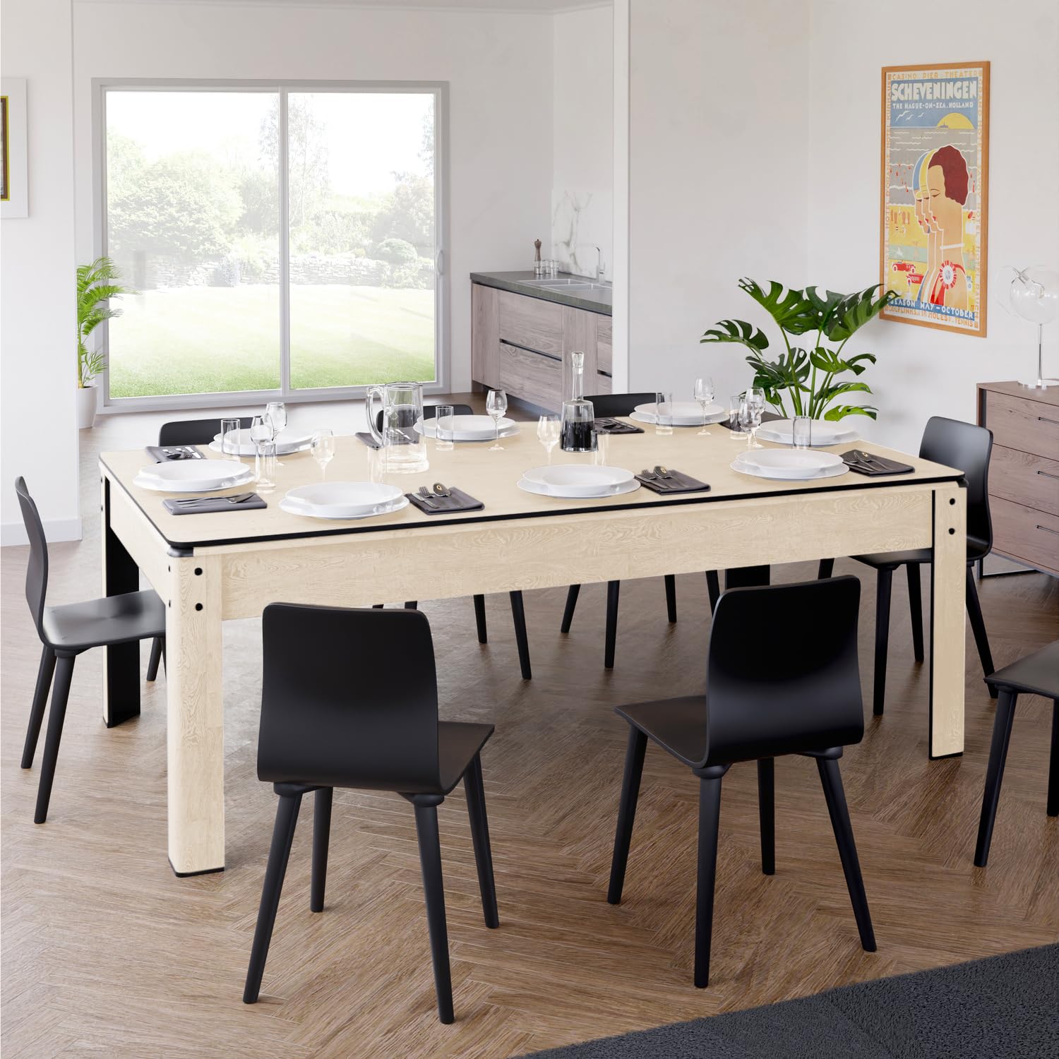 Billard Convertible Couleur Bois Chêne 226 x 126cm - Ambiance