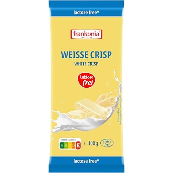 frankonia chocolate white-crisp chocolate lactose-free & gluten-free 100 grams