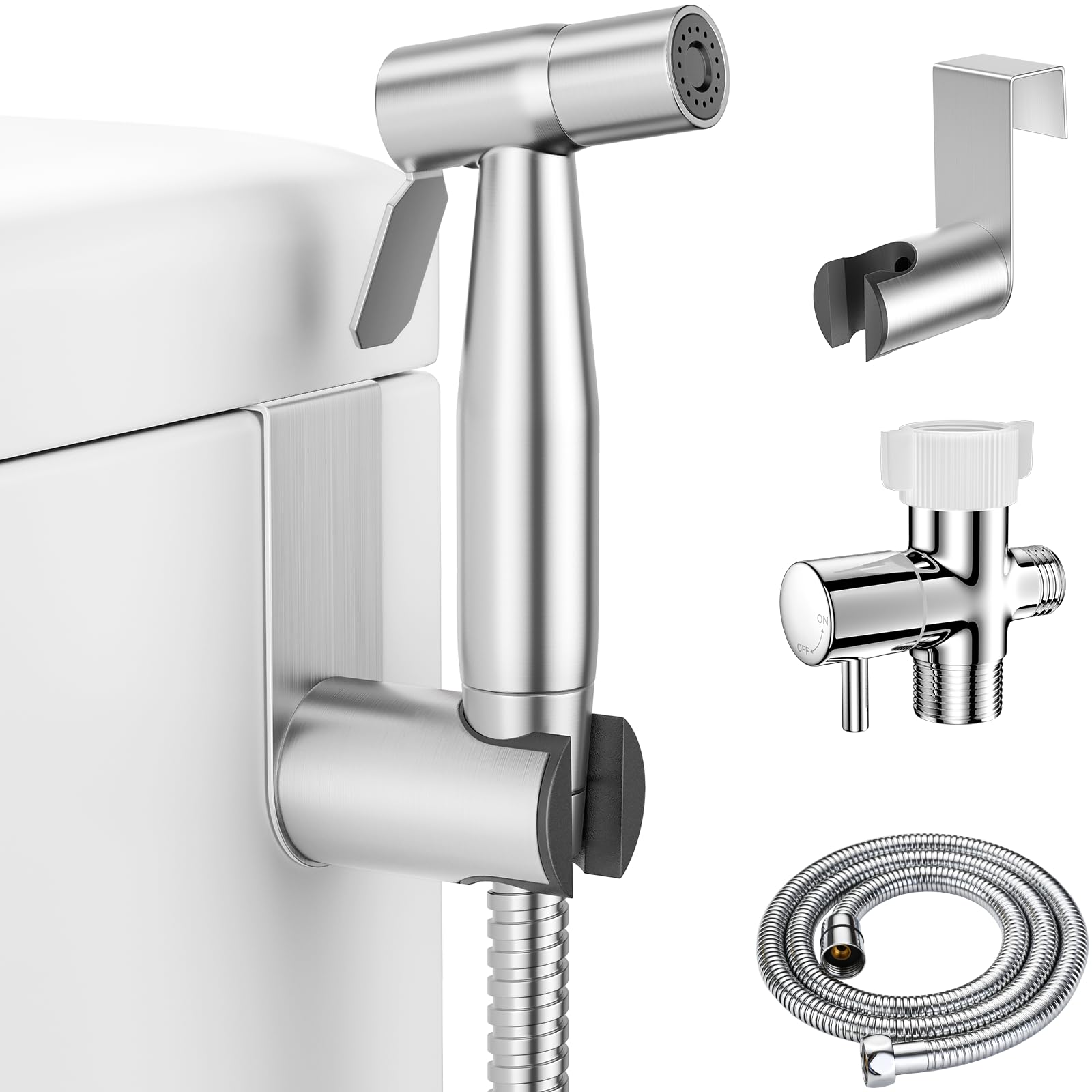LUFEIDRA Handheld Bidet Sprayer for Toilet-Adjustable Water Pressure Jet Spray with Bidet Hose for Feminine Wash, New Premium Stainless Steel Muslim Shower Toilet Bidet Cloth Diaper Sprayer Set