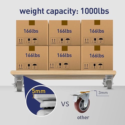 Miniatura 9 de Paquete de 4 ruedas de placa de 3 pulgadas, ruedas giratorias de goma termoplástica ligera y resistente, ruedas de placa superior, capacidad total