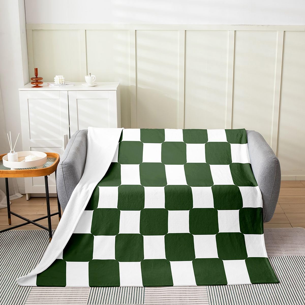Loussiesd Maze Lattice pluszowy koc narzuta, królowa, 228 x 228 cm