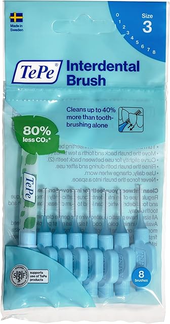 TePe Interdental Brushes Blue Original (0.6mm) / Simple and effective cleaning of interdental spaces / 1 x 8 brushes