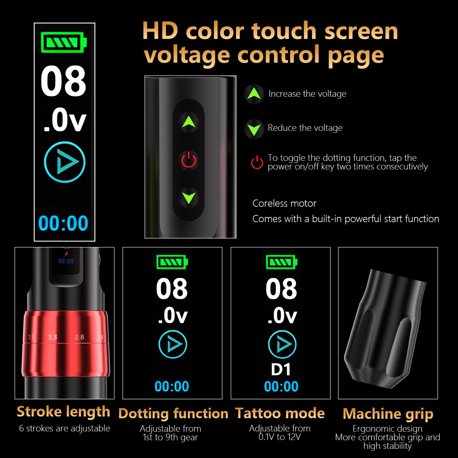 Amazon.com: BIGWASP Z3 Wireless Rotary Tattoo Machine Pen, 6