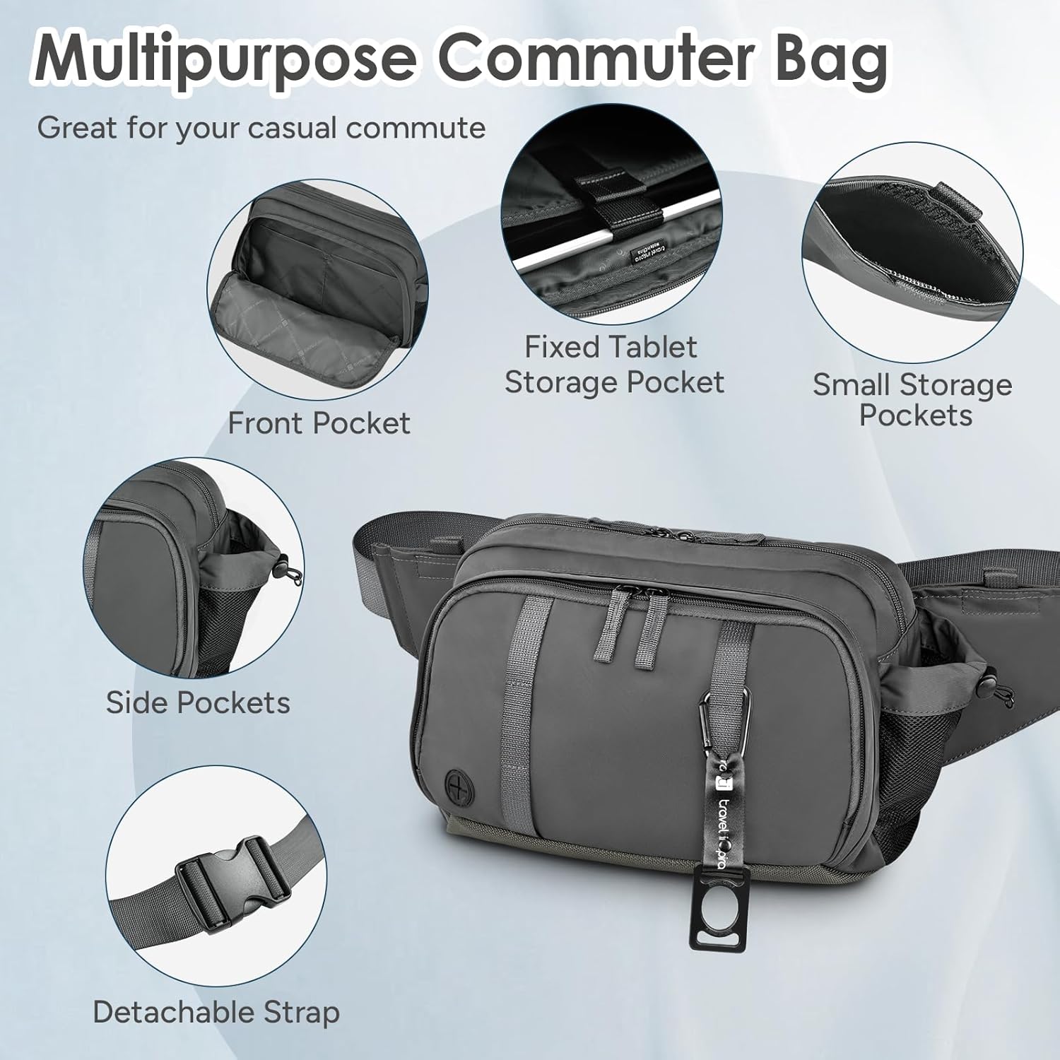 Large Crossbody Waist Bag Tactical Fanny Pack for Men Hip Bum Bag with Water Bottle Holder Adjustable Belt, Workout Traveling Casual Running Hiking Cycling - Image 6