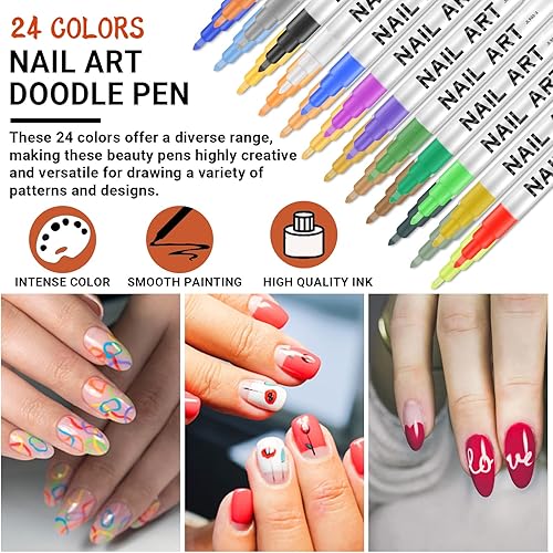 Miniatura 3 de 24 bolígrafos de arte de uñas 3D, bolígrafos de arte de uñas para pintar uñas, kit de diseño de esmalte de uñas, juego de bolígrafos de graffiti de
