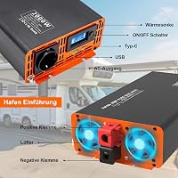 DATOUBOSS Feszültségátalakító 12V-230V 2000W/4000W Tiszta Szinusz Inverter LCD Kijelzővel, USB és Type-C Porttal Lakóautóhoz, Autóhoz 3