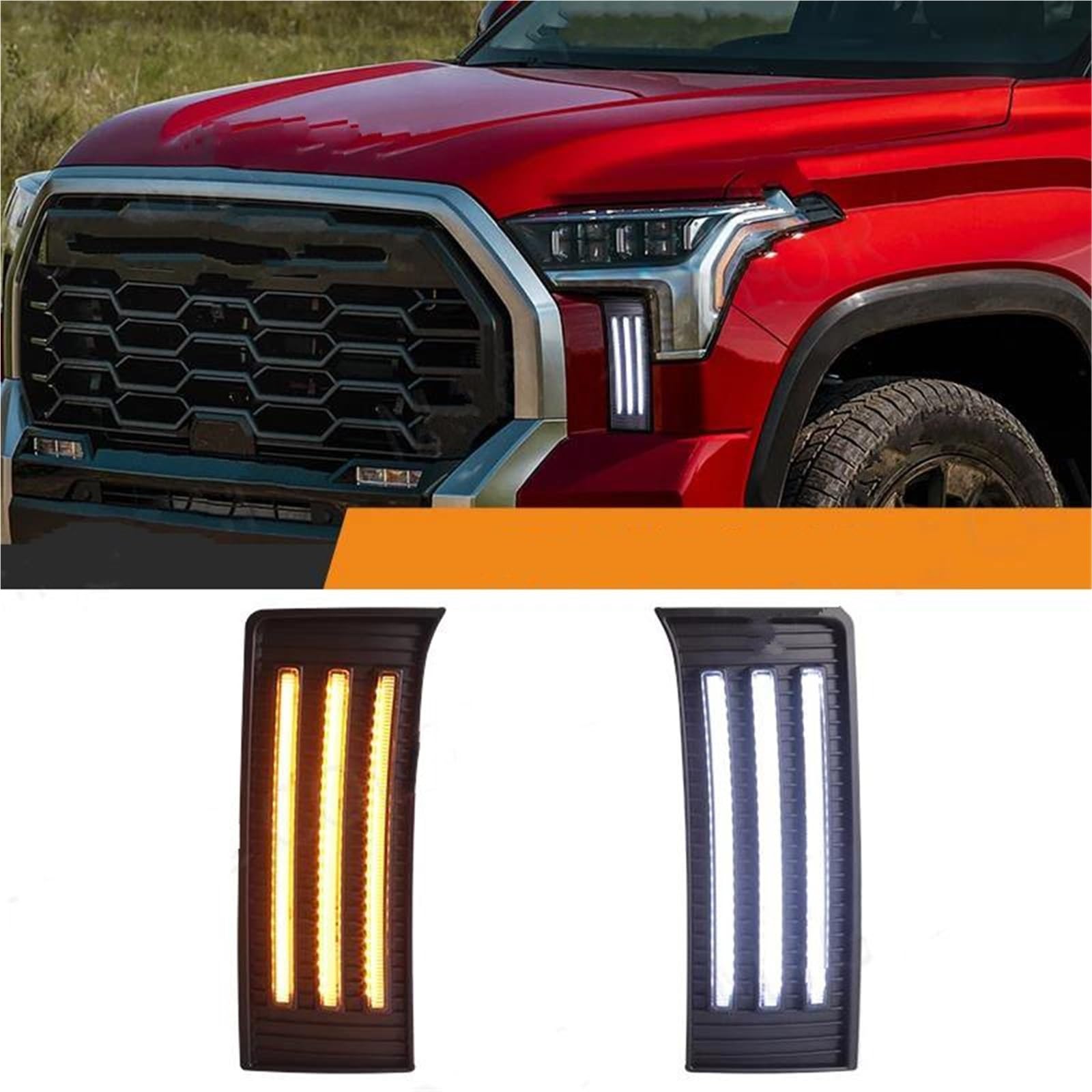 Genérico Faro Antiniebla Luces Diurnas LED DRL Para Toyota Para Tundra 2022-2023 Blancas Intermitentes Amarillas Accesorios Impermeables Para Coche Luz Antiniebla Delantera