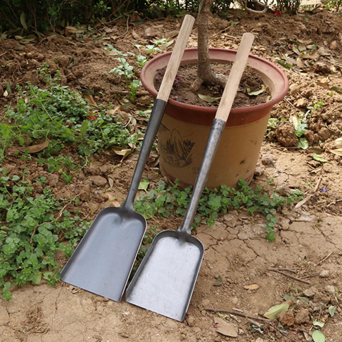 Didiseaon 4 Pezzi Pala per Cenere e Carbone per Stufa, Ferro e Legno | Uso Domestico e Giardino, Portatile e Sicura, per Rifiuti e Brace