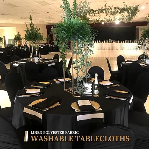 Miniatura 5 de REWOMC Paquete de 8 manteles redondos de poliéster de 90 pulgadas, resistentes a las arrugas, resistentes a las manchas, lavables a máquina,