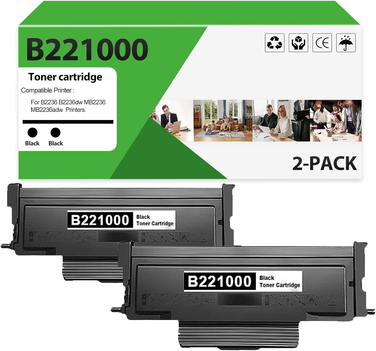 1 Pack LEXB221H00 B221H00 Black High Yield Toner Cartridge Works for Lexmark B2236 B2236dw MB2236 MB2236adw Printer (with New Chip)