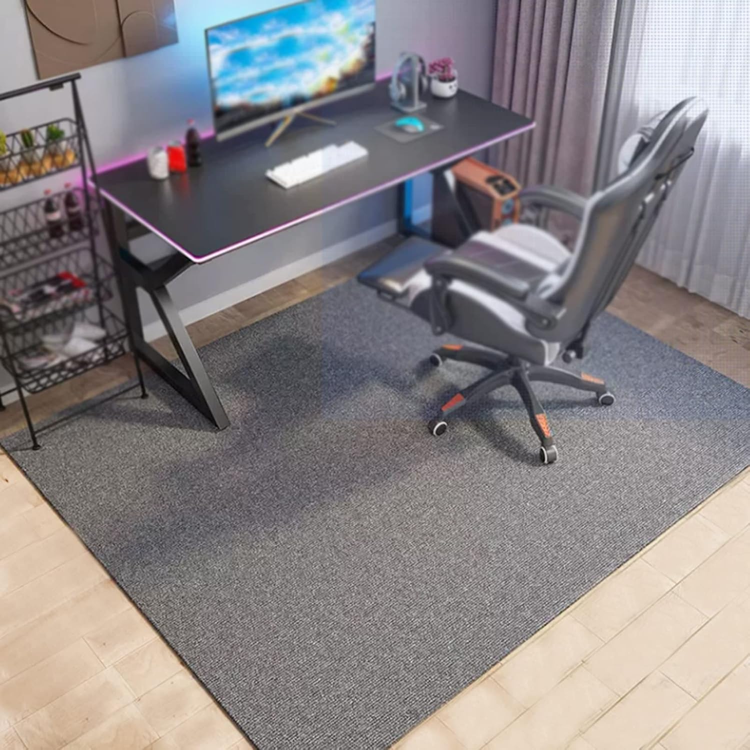 Office Chair Mat for Carpet,Desk Chair Mat,10mm Thick eco-Friendly Material keyed Suede Solid Color Floor mat for Home Office Hotel (Color : Gray, Size : 60x90CM)