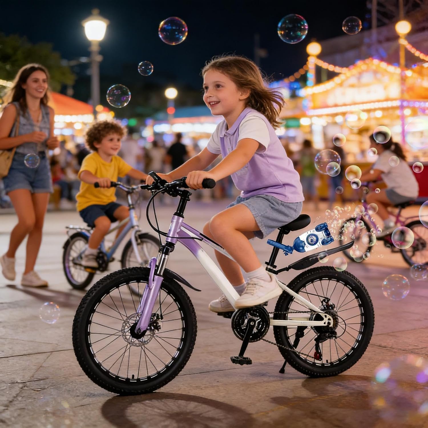 Bubble Maker for Kids,Battery Operated Light Up,Electric Outdoor Bubble Machine - for Party Lawn Garden Backyard Beach Camping Pool Birthday Holiday