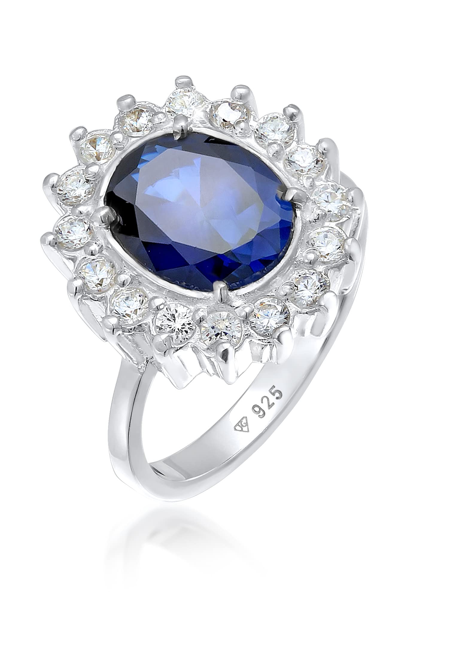Elli Women's 925 Sterling Silver Blue Sapphire Zirconia Ring, Size P