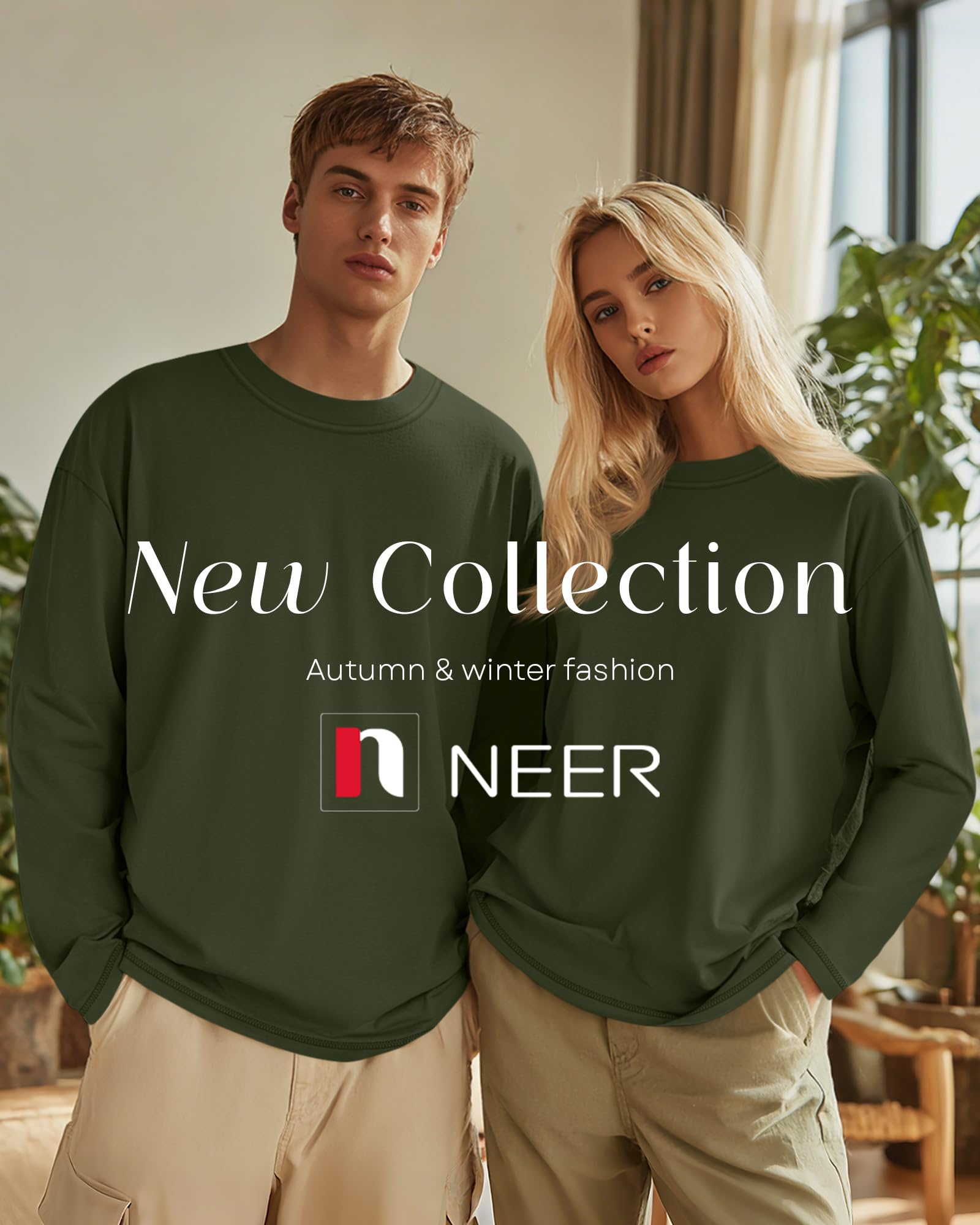 Neer Pack de 3 Camisetas de Algodón para Hombre, Tallas Grandes (L-7XL), Manga Larga, Estilo Casual, Básicas