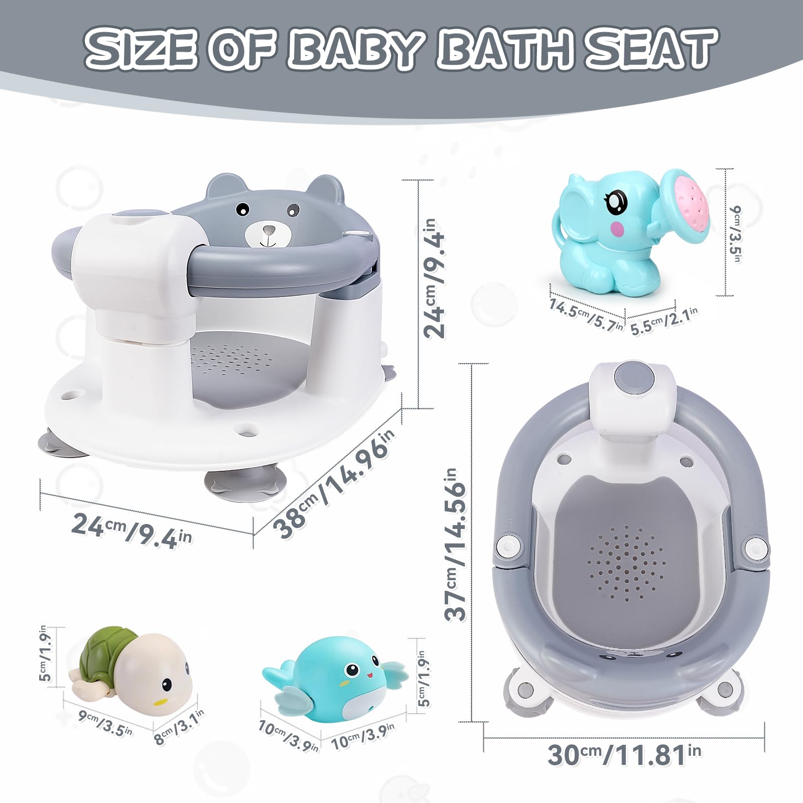 Seggiolino per Vasca da Bagno per Bambini,Seggiolino da Bagno,Sedia Doccia Bambini,Schienale Ergonomico e Barra di Sicurezza Apribile,Sicuro e Antiscivolo,Regalo per Neonati e Neomamme