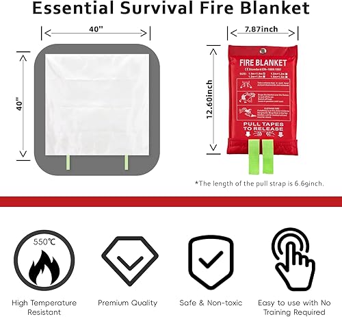 Miniatura 2 de Manta de emergencia contra incendios para el hogar y la cocina, extintores para el hogar, manta de fibra de vidrio para supresión de incendios con