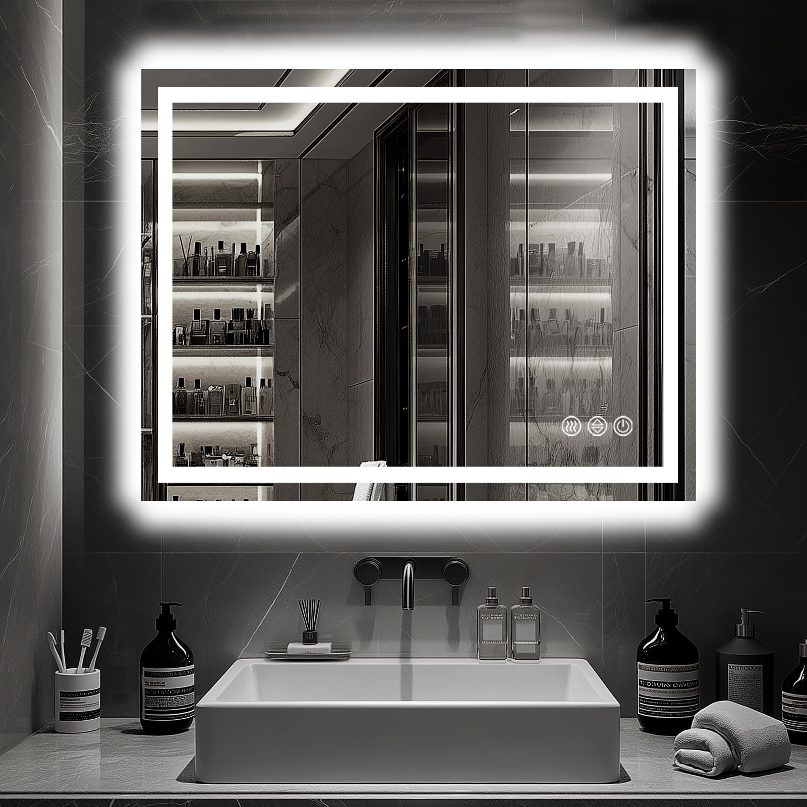 LED Bathroom Mirror 40x32 with Frontlit and Backlit Anti-Fog Mirror with Lights LED Vanity Mirror for Bathroom 3