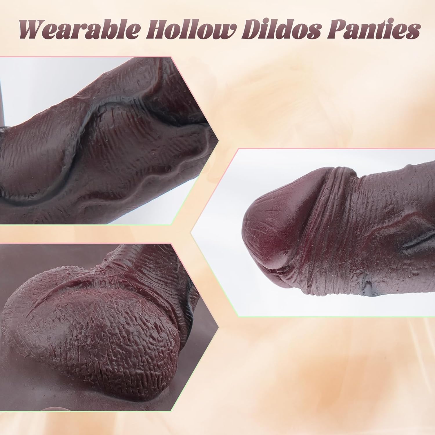 Strap On Dildo Silicone Harness Black Dildo Panties, Strap On Harness with 9.76" Realistic Hollow Penis, Transgender Clothing Penis Enlarge Sleeve Panties, G Sport Anal Play Sex Toy for Couple Gay Men