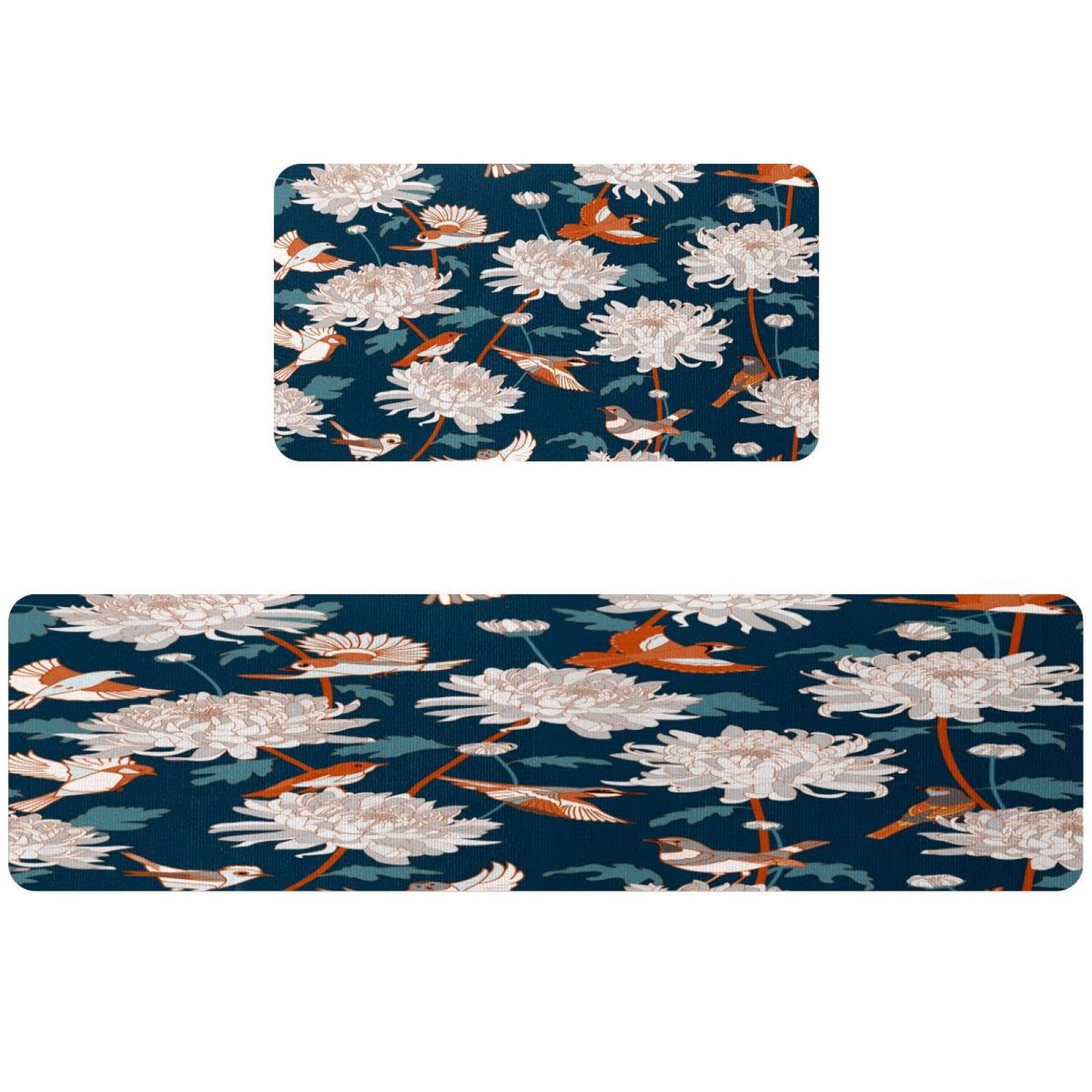 Tapis de cuisine antidérapants lot de 2 lavables motif oiseaux