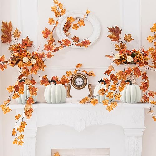 Miniatura 7 de Liliful 12 calabazas artificiales de espuma de 4.7 x 5.2 pulgadas, calabazas falsas de espuma, decoraciones de calabaza de Halloween, decoración de