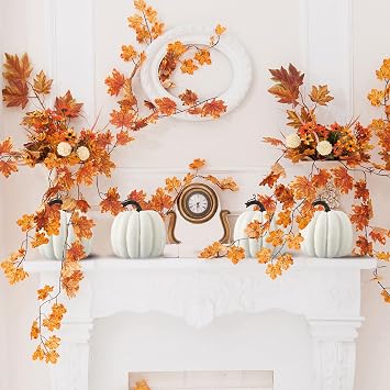 Liliful 12 Pcs Foam Artificial Pumpkins Fall Harvest Decor, White