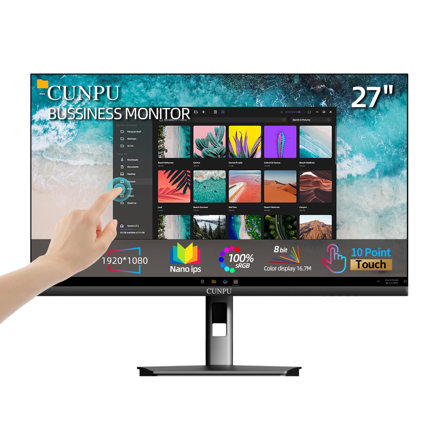 Amazon.com: CUNPU 27 Inch Touchscreen Monitor, 10 Point Touch, FHD