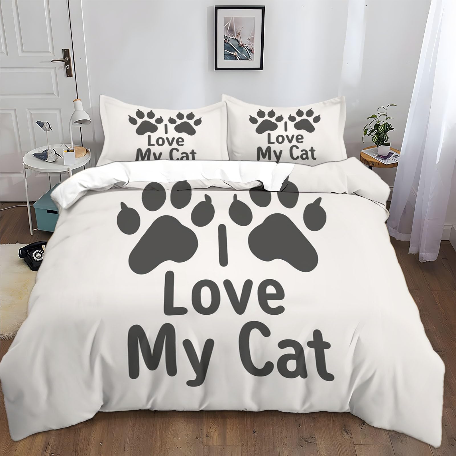 Parure de couette 240x260 cm chat pour des nuits douces et zen