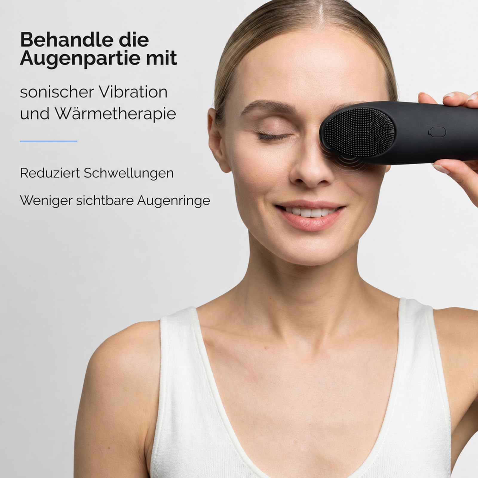 Vinvi Dermaglow Gesichtspflegegerät, 4-in-1 Beauty Tool mit Wärme, Mikrovibration, Massage- und Reinigungsaufsätzen, Porenreiniger und Gesichtsmassagegerät für Zuhause (Schwarz)