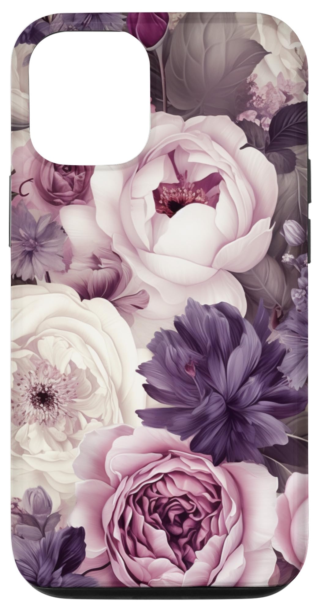Elegant Blush Pink And Purple Vintage Floral Rose And Peony Case for iPhone 15