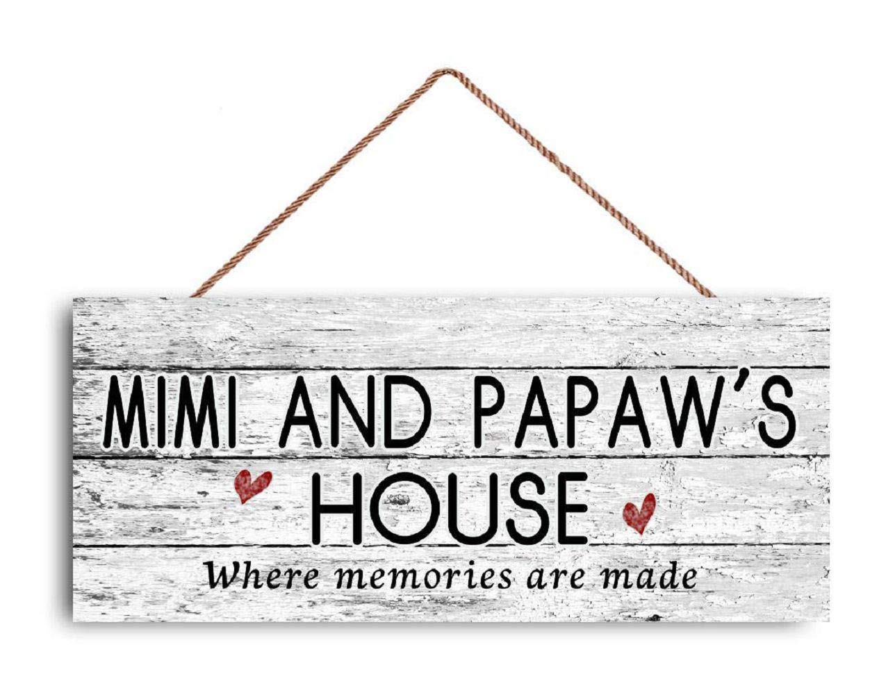 New Sign Mimi and PAPAW'S House Sign, Where Memories are Made, Distressed Style, Gift for Grandparents, Indoor Outdoor 6" x 12" Sign