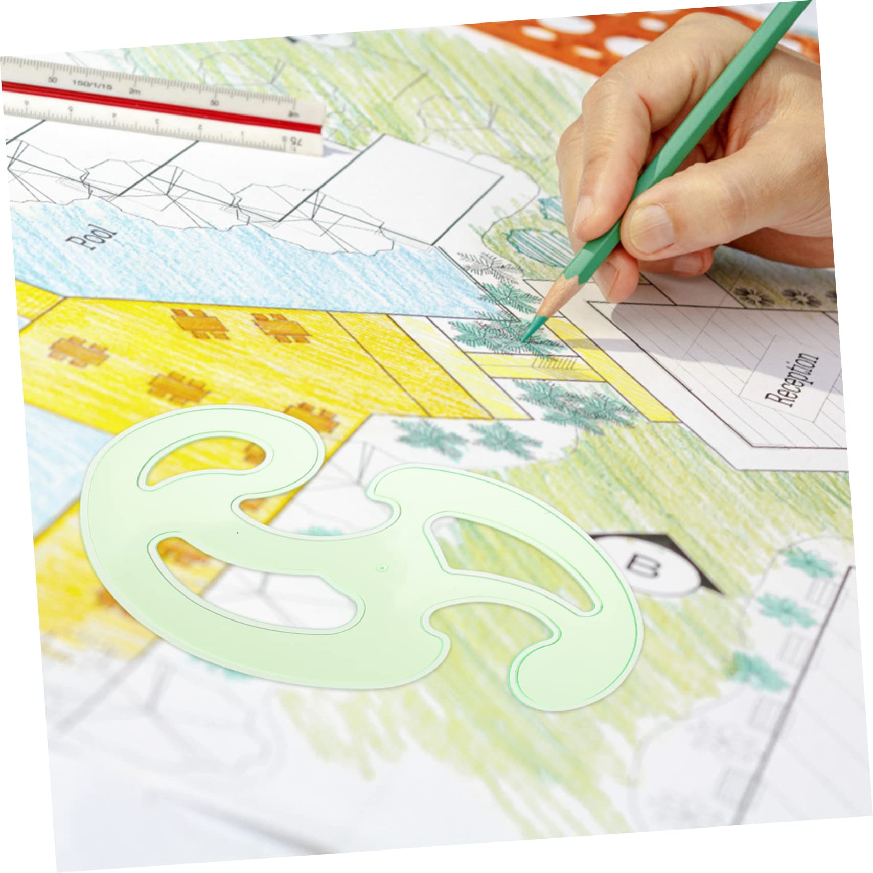 Operitacx Juego de 13 Piezas de Reglas y Plantillas de Dibujo de Plástico Pet Varias Formas para Medir y Dibujar, Adecuado para Estudiantes y Diseñadores Escuela