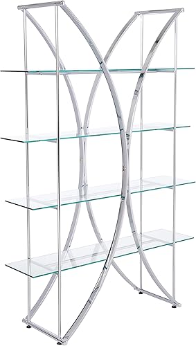 Miniatura 5 de Coaster Home Furnishings X-Motif - Librería con estantes de vidrio de estilo flotante, cromado y transparente, 16 pulgadas de profundidad x 48