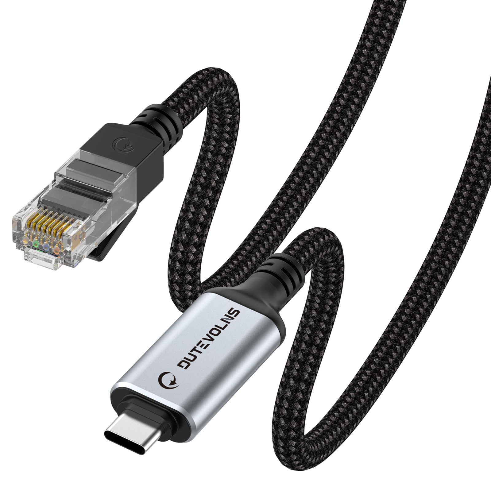 Dutevolns Cavo USB-C a Ethernet 1.5m, Cavo in Nylon Type C a RJ45, Gigabit Connessione Diretta, Compatibile con MacBook Pro, iPad Pro, Smartphone, Laptop, PC
