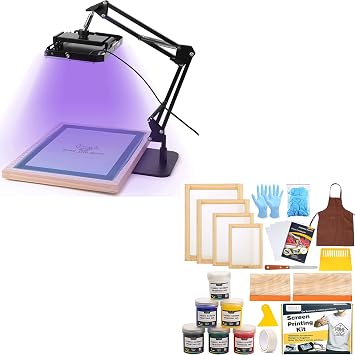 Caydo 50W LED Exposure Unit for Screen Printing, UV Screen Printing Light with Retractable and Adjustable Stand with 38 Pieces Screen Printing Kit for Screen Printing