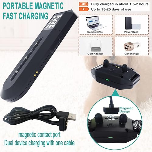 Miniatura 5 de KIKIIKE Collar de entrenamiento para perros, collar de entrenamiento antiladridos recargable, 16 vibraciones de intensidad ajustable, choque