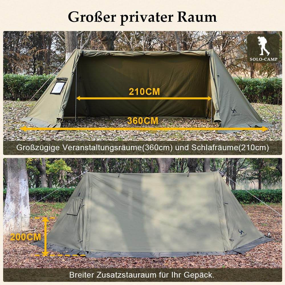 TOMOUNT Minilite Tente d'Intérieur en Coton avec Trou de Poêle pour 1 Personne - 4 Ans, pour Camping, Randonnée, Trekking