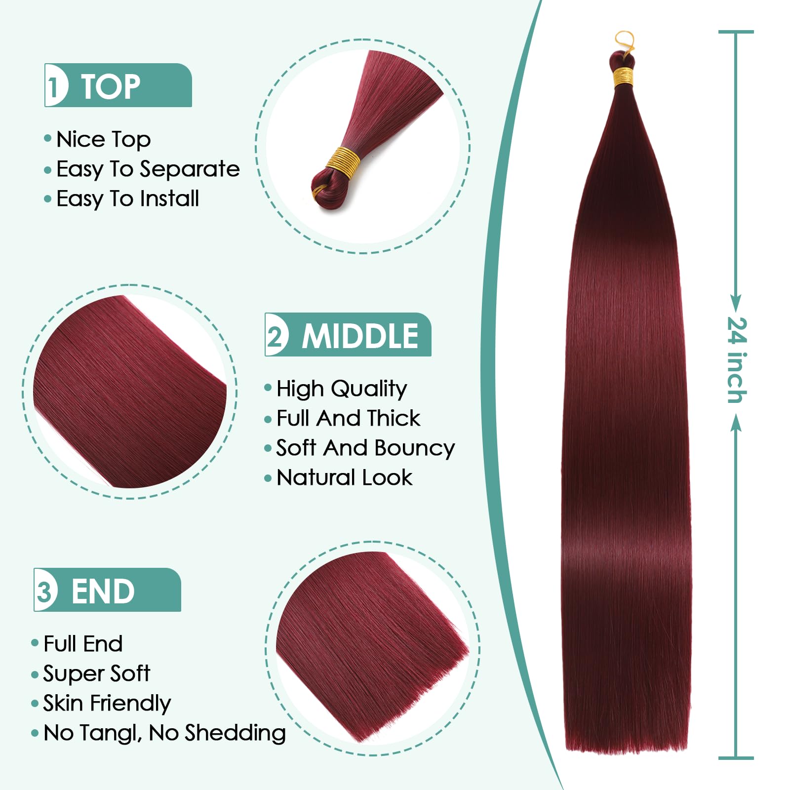 Locescsoc 28 Inch Straight Hair Extensions 150g 3 Packs Bone Straight Braiding Hair - Image 3