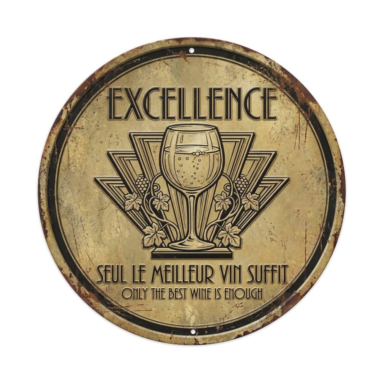 Excellence Humorous Tavern Excellence Vintage Metal Tin Sign Plaque Wall Decor for Cafe, Club Bar, Office, Garden Metal Poster 8x8Inch