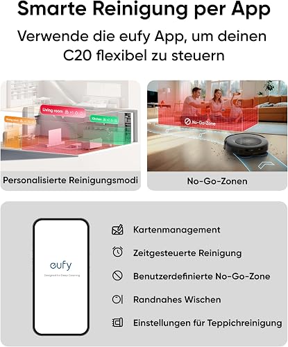 eufy Robot aspirateur Laveur Omni C20 avec Station Tout-en-Un, autovidage, Lavage et séchage des Patins, Aspiration 7 000 Pa, Design de 8,5 cm, aspirateur Robot et Laveur de sols - 8
