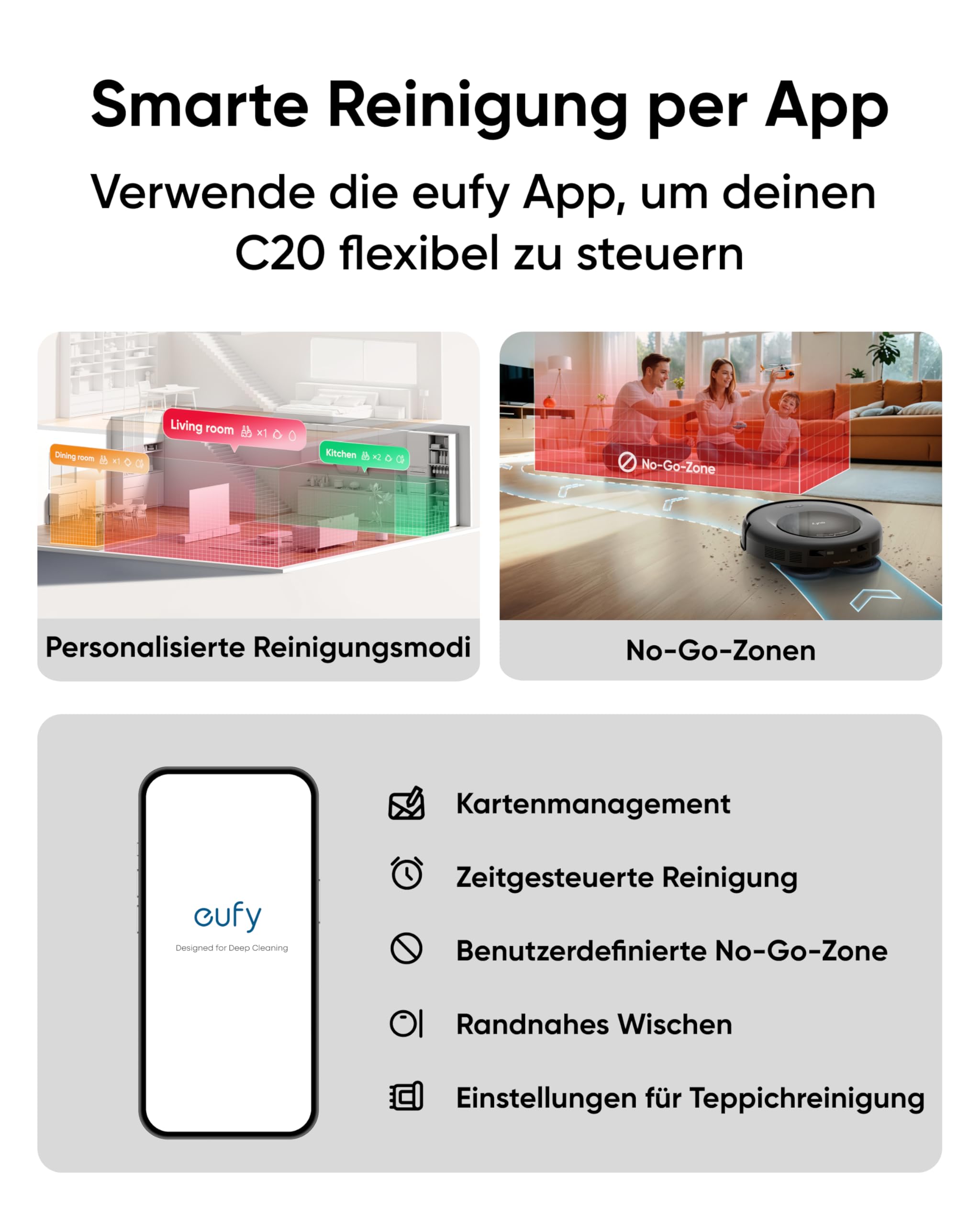 eufy Saugroboter Omni C20 mit All-in-One-Station, Auto-Entleerung, Auto-Wasch- und Trocknungsfunktion, 8,5cm Ultraflaches Design, 7.000Pa Starke Saugleistung, Staubsauger Roboter mit Wischfunktion