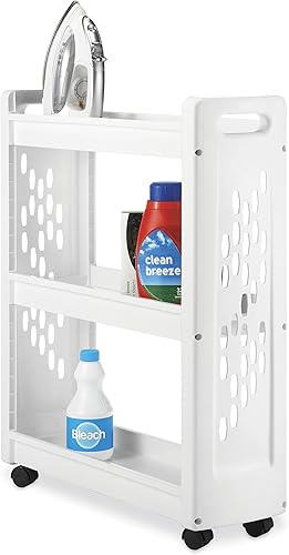 Miniatura 3 de Carrito con ruedas con 3 estantes para almacenar utensilios para hacer la colada, de Whitmor