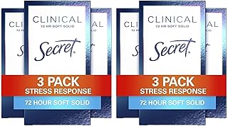 Secret Clinical Strength Antiperspirant Deodorant for Women,Stress Response,Stress & 72hr Sweat & Odor Protection,PH Balancing Minerals,Soft Solid,1.6 oz,(Pack of 6)