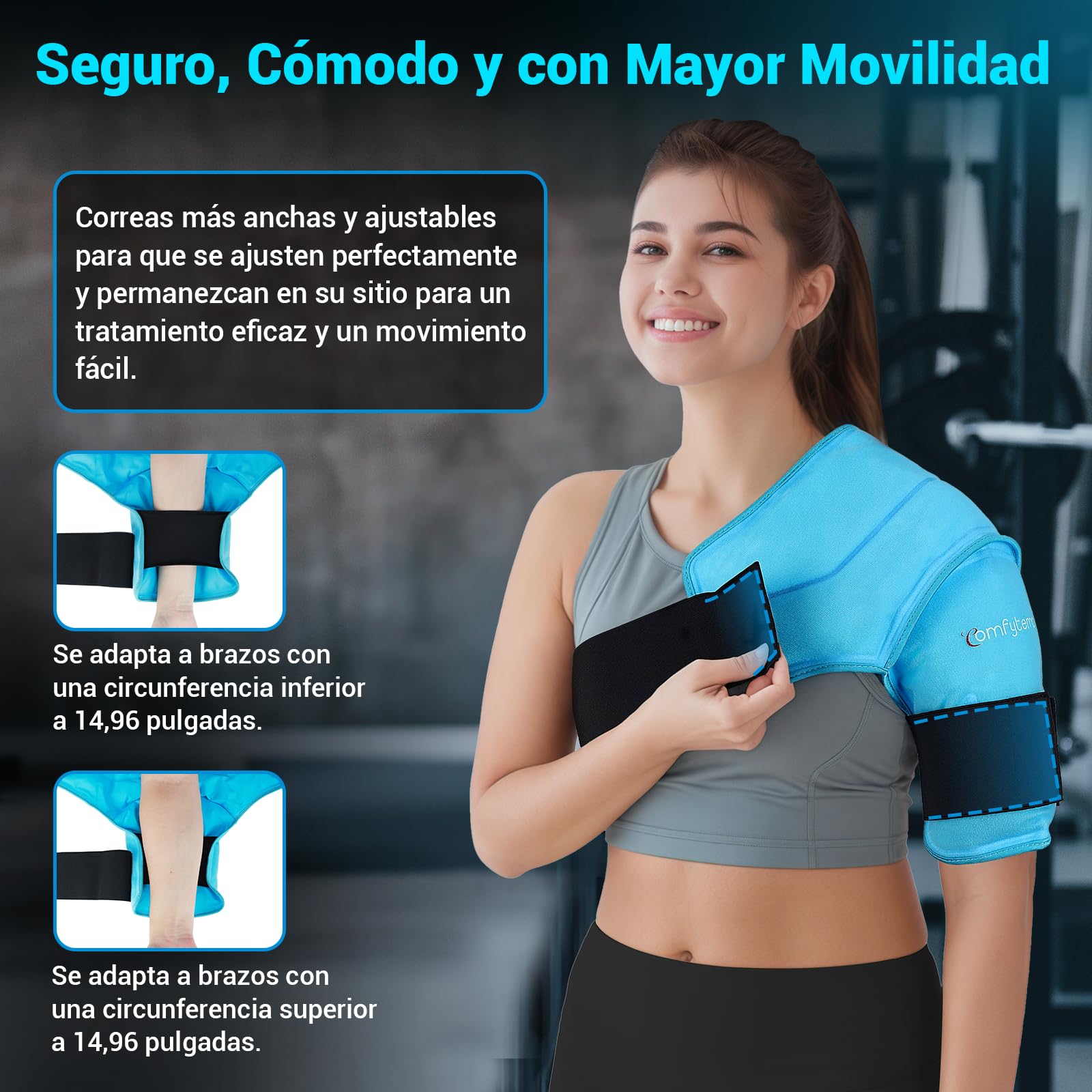 Comfytemp Bolsa de Hielo para Hombro, 3D Bolsa de Hielo Reutilizable, Terapia de Calor y Frío para Alivio del Dolor del Hombro, Tendinitis, Bursitis, Ajuste el Hombro Izquierdo y Derecho(S/M)