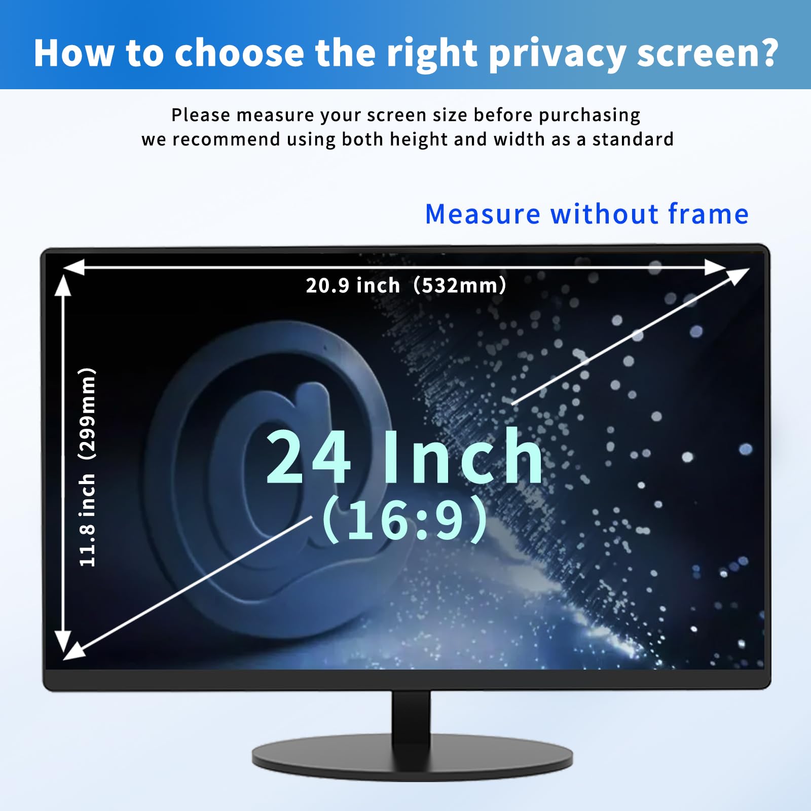 Protector de Pantalla para Computadora de Escritorio de 24 Pulgadas con Relación de Aspecto 16:9, Anti Luz Azul y Antideslumbrante, Filtro de Privacidad de Rápida Fijación