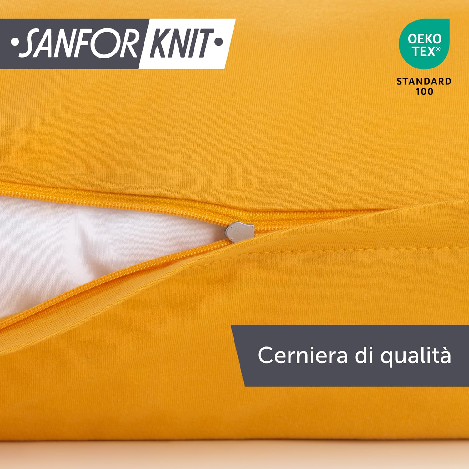 Blumtal Federe Cuscini Letto Matrimoniale Cotone - Federe Cuscini 40x60-100% Cotone, Set di 2 Federe in Jersey con Cerniera, Federa certificate Oeko-Tex, Cuscini per Divano - Giallo