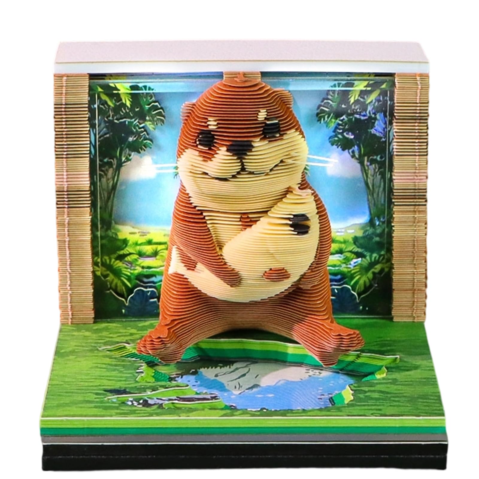 3D-Zeitmess-Kalender, 2026 Schreibtischkalender mit LED-Licht, 3D-Baum-Notizblock, kreativer Schreibtischkalender, Weihnachtsgeschenk für Kollegen, Freund, Desktop-Dekoration